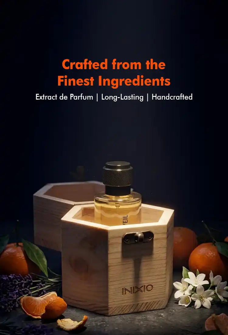 Long lasting, Hand crafted, Extract de Parfum with high quality ingredients and luxury wooden box