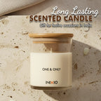 Long-lasting scented candle with wooden lid on stone surface, perfect gift for occasions
