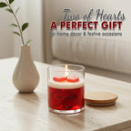 Two of Hearts red and white scented candle with heart shapes, perfect for home decor gifting